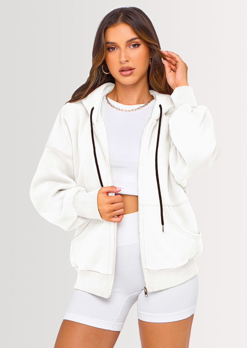 PRETTYGARDEN Women's Fall Oversized Hoodies Sweatshirt Long Sleeve Zip Up Pockets Loose Fit Y2K Winter Jackets Coat