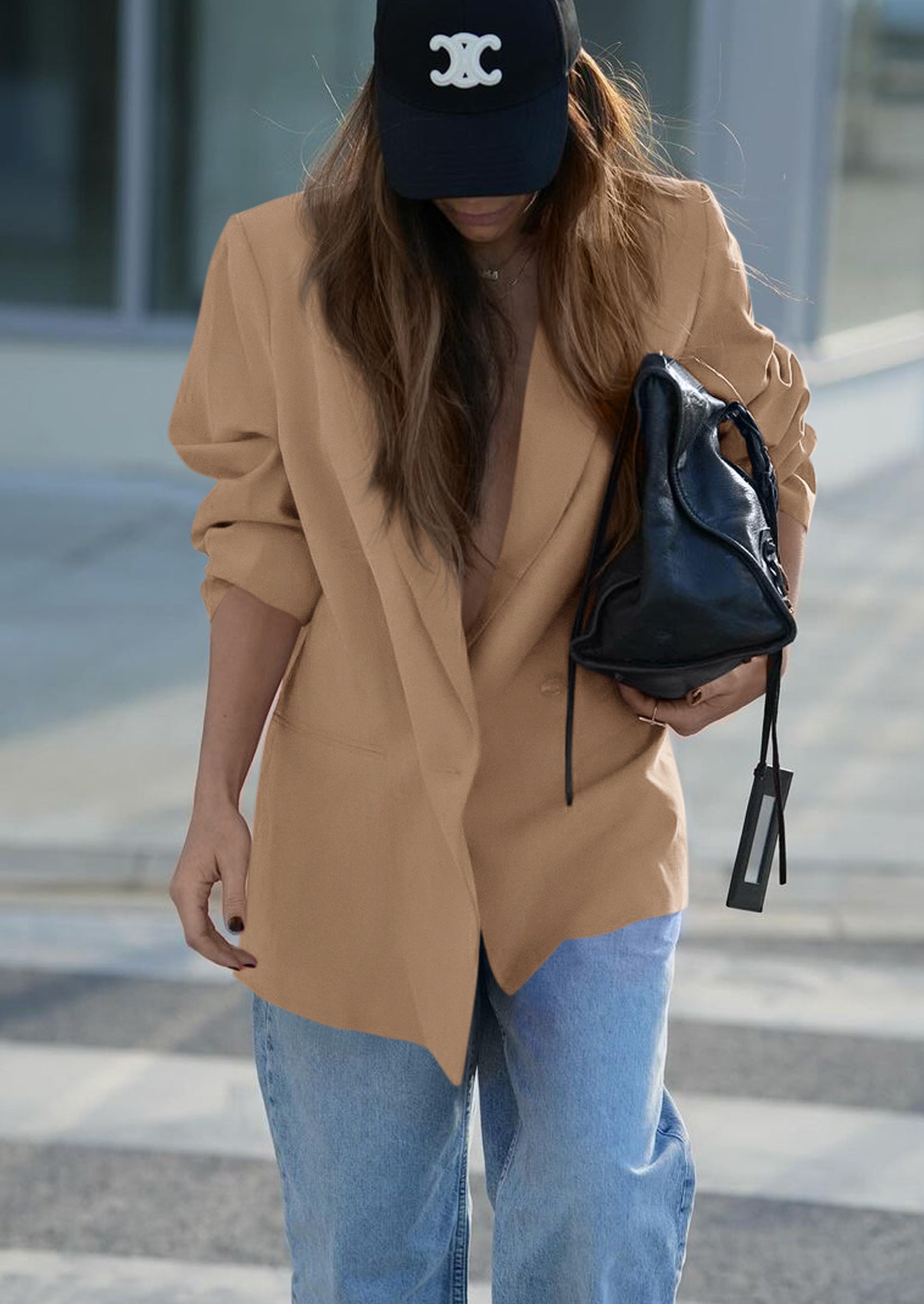 PRETTYGARDEN Fall Blazers for Women Business Casual Long Sleeve Lapel Pockets Dressy Suit Jackets Work Office Clothes