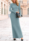 PRETTYGARDEN Women's Fall Fashion Long Sleeve Maxi Dress Ribbed Knit Boat Neck Bodycon Casual Dresses Going Out Outfits