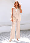 PRETTYGARDEN Women's 2 Piece Outfits Sleeveless Suit Vest and Wide Leg Pants Business Casual Blazer Sets