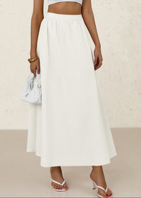 Ruffle High Waisted Casual Long Flowy Maxi Skirts with Pockets
