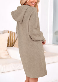 Knit Pullover Long Sleeve Hoodie Sweater Dress
