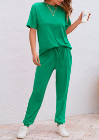 Two Piece Outfit Short Sleeve  Pullover Tops Tracksuits