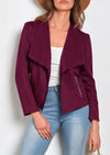PRETTYGARDEN Women's Faux Suede Jackets Fashion Fall Clothes Long Sleeve Open Front Cropped Coat Outwear