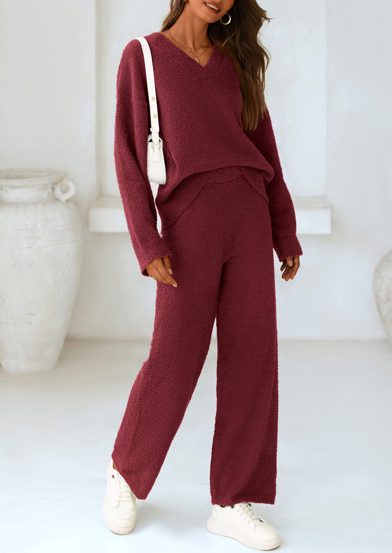 PRETTYGARDEN Lounge Sets for Women Two Piece Sweaters Pajama Set Fall Fashion Loungewear Outfits Matching Winter Clothes