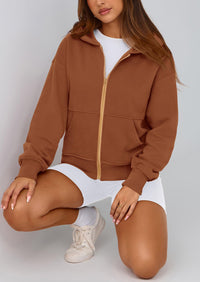 Y2K Zip Up Hoodie Long Sleeve Loose Fit Pockets Casual Sweatshirt