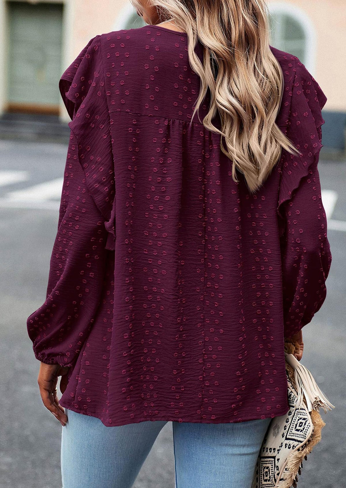 Long Sleeved Casual Round Neck Bohemian Blouses