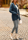 Knitted Solid Color Button Down Chunky Outwear Cardigan