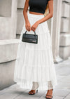 PRETTYGARDEN Maxi Skirts for Women Fall Tulle High Waisted Ruffle Flowy A-Line Long Skirt Country Concert Outfits