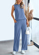 Casual Loose Tank Top Wide Leg Pants 2 Piece Lounge Set