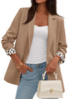 PRETTYGARDEN Blazers for Women Fall Work Office Suit Jackets Dressy Open Front Leopard Blazer Business Casual Outfits