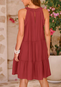Leisure sleeveless A-line mini beach vacation dress