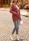 Knitted Solid Color Button Down Chunky Outwear Cardigan