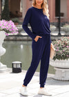 PRETTYGARDEN Lounge Outfit Long Sleeve Crewneck Pullover Tops High Waisted Pants Set Tracksuit