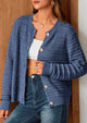 Knit Cardigan Long Sleeve Open Front Button Down Jacket