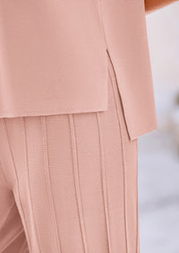 Pullover Tops And Wide Leg Pants Casual Two Piece Sets