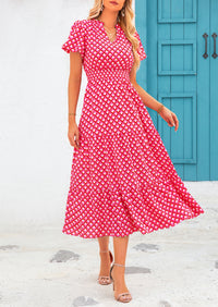 Casual V-neck short sleeved Bohemian Maxi dress