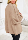 PRETTYGARDEN Women's Winter Button Down Cardigan Sweaters Mock Neck Lantern Long Sleeve Chunky Knit Jacket Trendy Outerwear