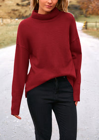 Long Sleeve Oversized Chunky Knitted Casual Turtleneck Sweaters