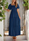 PRETTYGARDEN Womens Summer Smocked Tiered Ruffle A Line Beach Maxi Dresses