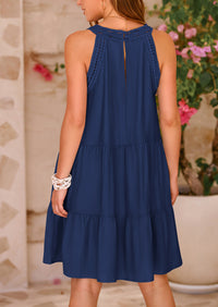 Leisure sleeveless A-line mini beach vacation dress