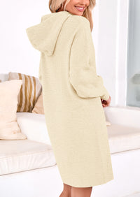 Knit Pullover Long Sleeve Hoodie Sweater Dress