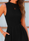 PRETTYGARDEN Womens Summer Jumpsuits Dressy Casual One Piece Outfits Sleeveless Mock Neck Wide Leg Pants Rompers with Pockets