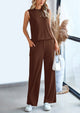 Casual Loose Tank Top Wide Leg Pants 2 Piece Lounge Set