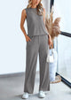 Casual Loose Tank Top Wide Leg Pants 2 Piece Lounge Set