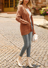 Knitted Solid Color Button Down Chunky Outwear Cardigan