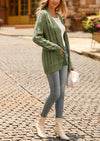 Knitted Solid Color Button Down Chunky Outwear Cardigan