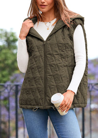 Casual Sleeveless Hooded Zipper Jacket Jacket