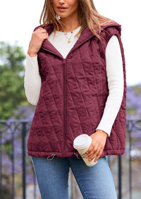 Casual Sleeveless Hooded Zipper Jacket Jacket