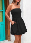 PRETTYGARDEN Women's Bubble Mini Short Dress 2025 Summer Casual A Line Strapless Tube Top Sundress Trendy Smocked Dresses