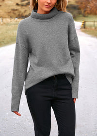 Long Sleeve Oversized Chunky Knitted Casual Turtleneck Sweaters