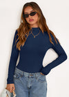 PRETTYGARDEN Women's Turtleneck Long Sleeve Shirts Fall Basic Tees Ribbed Fitted Tops Thermal Layering Knit Top Clothes