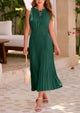 Casual V Neck Swiss Dot Ruffle Sleeveless A Line Beach Sun Dresses
