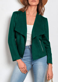 PRETTYGARDEN Women's Faux Suede Jackets Fashion Fall Clothes Long Sleeve Open Front Cropped Coat Outwear