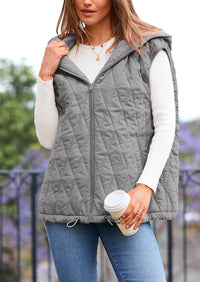 Casual Sleeveless Hooded Zipper Jacket Jacket