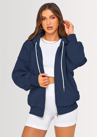 PRETTYGARDEN Women's Fall Oversized Hoodies Sweatshirt Long Sleeve Zip Up Pockets Loose Fit Y2K Winter Jackets Coat