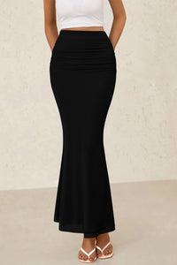 Mermaid Bodycon Trendy Casual High Waisted Ruffle Ruched Long Mesh Skirts