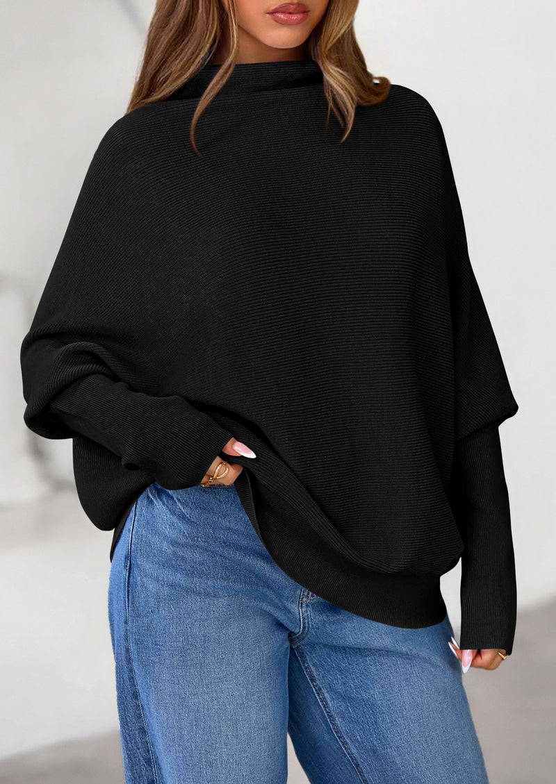 PRETTYGARDEN Womens Sweaters Fall Fashion Casual Loose Turtleneck Batwing Long Sleeve Knit Sweater Pullover Tops