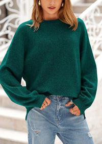 Casual Crew Neck Long Sleeve Pullover Ribbed Knit Loose Fit Sweaters