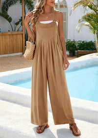 Casual Sleeveless Shoulder Strap Loose Wide Leg Pants