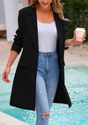 PRETTYGARDEN Women's Spring Fall Long Blazer Jackets Long Sleeve Lapel Pockets Loose Fit Work Casual Blazers Outerwear