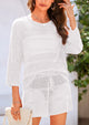 Cover up Hollow Out Knit Half Sleeve 2 Piece Sets