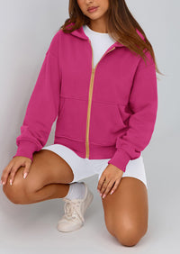 Y2K Zip Up Hoodie Long Sleeve Loose Fit Pockets Casual Sweatshirt