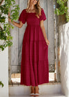 PRETTYGARDEN Womens Summer Smocked Tiered Ruffle A Line Beach Maxi Dresses