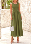 PRETTYGARDEN Women's Maxi Sundress Casual Summer Sleeveless Asymmetrical Drop Waist Patchwork Long Flowy Tank Dresses