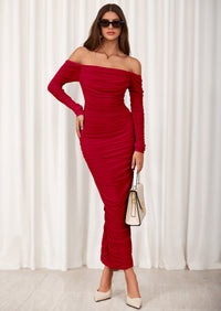 PRETTYGARDEN Womens Fall Long Sleeve Maxi Dress Off Shoulder Mesh Ruched Bodycon Trendy Long Wedding Guest Dresses PRETTYGARDEN